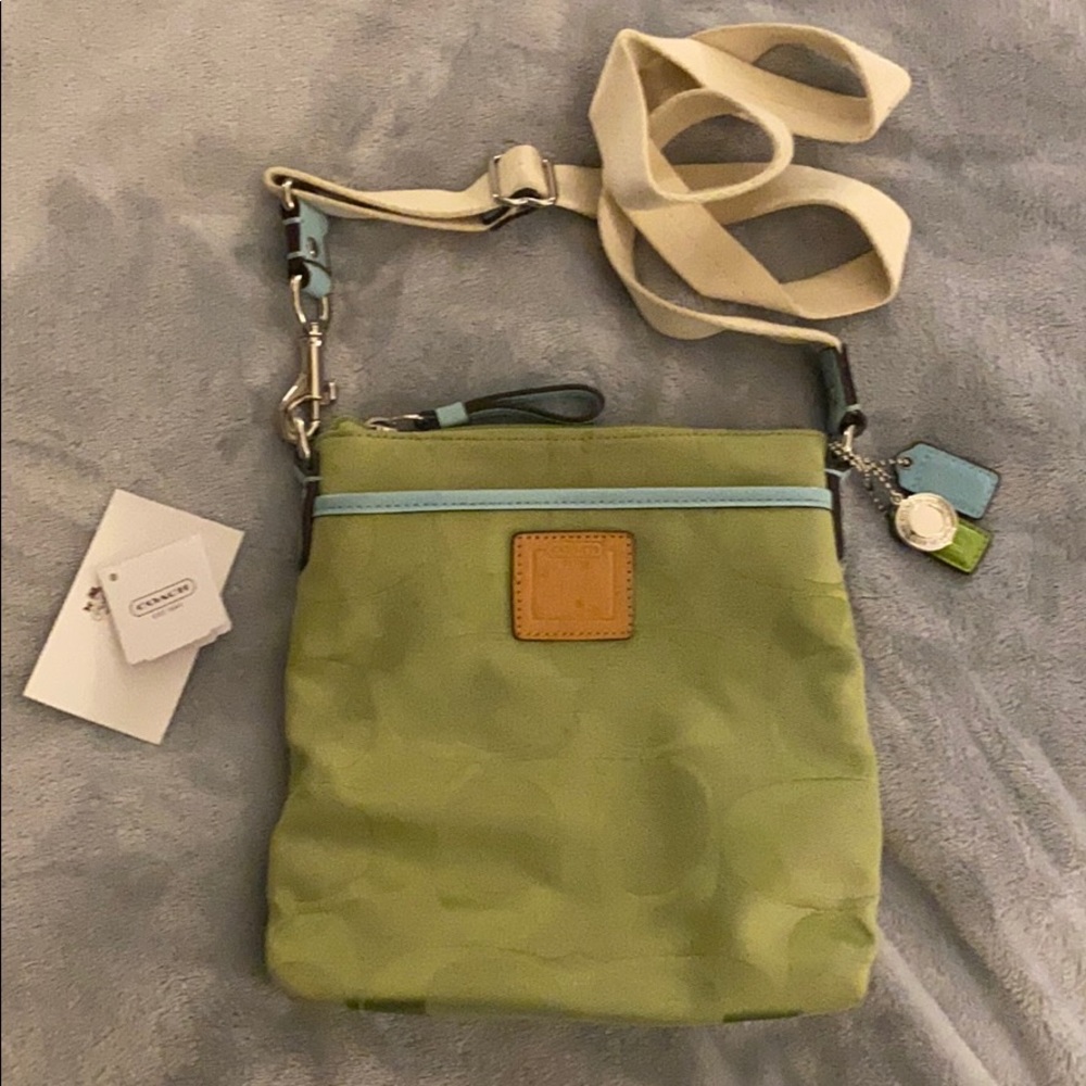Coach Crossbody Lime Green and Blue